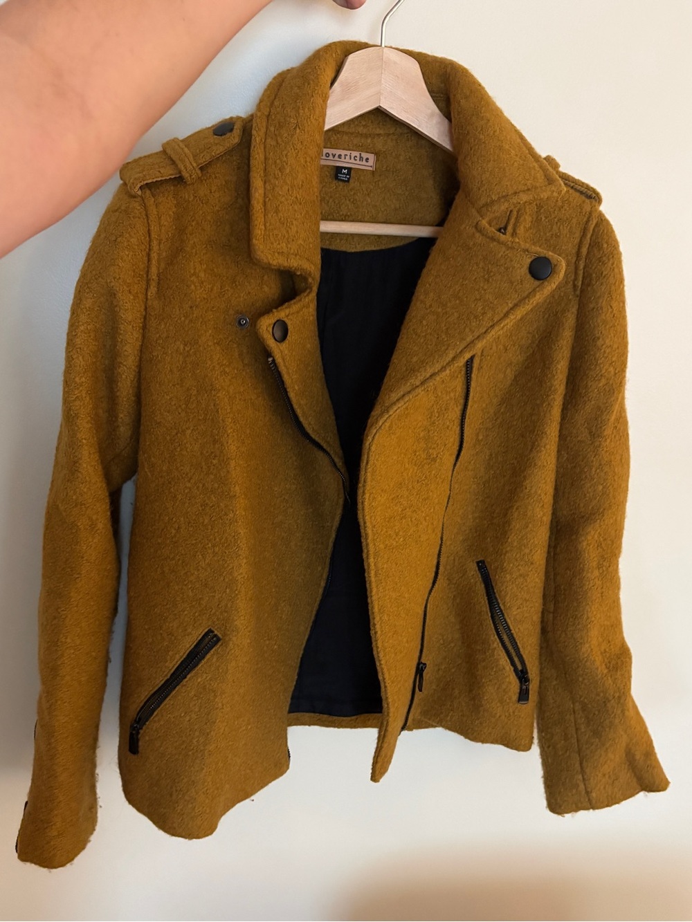 Love Riche Mustard Yellow Wool-Blend Peacoat